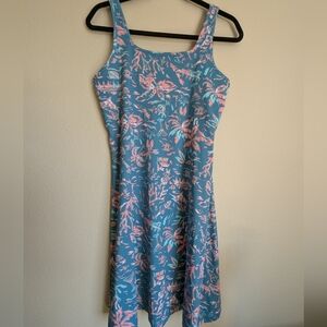 Columbia Blue Sleeveless Tropical Sundress Size M